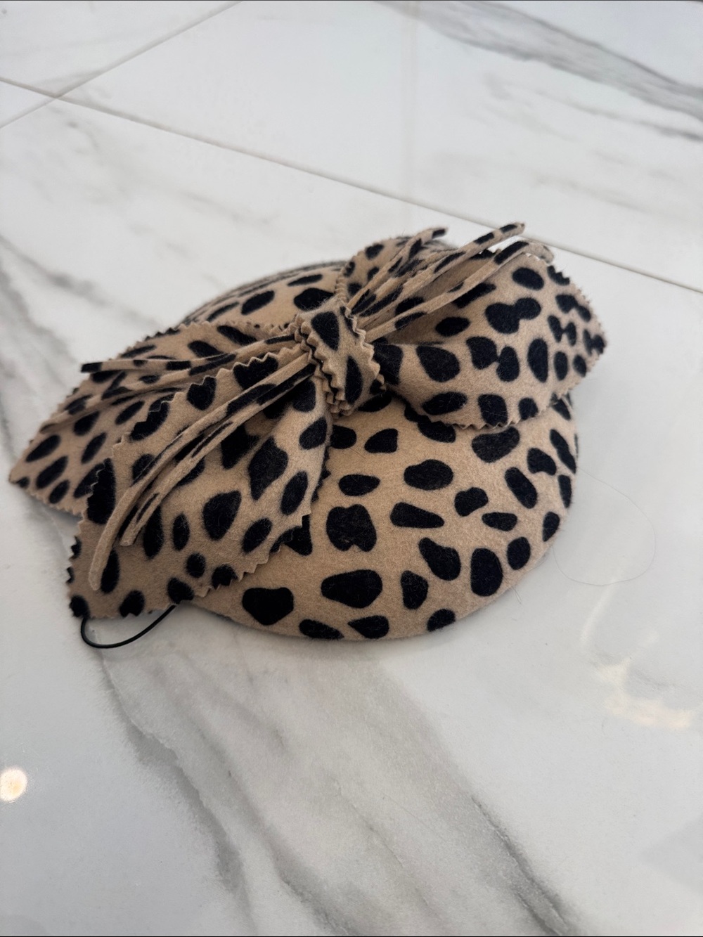 Leopard Print Bow Fascinator Hat - Tan and Black Women's Accessory